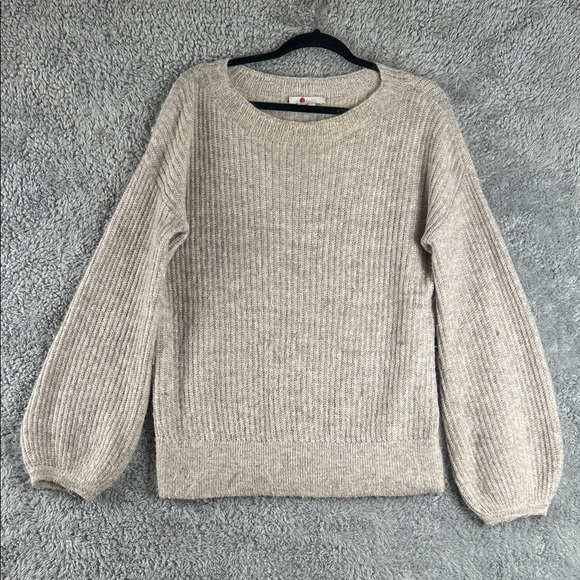 Boden Puff Long Sleeve Knit Oatmeal Oversized Sweater Women’s Size S - Picture 1 of 16